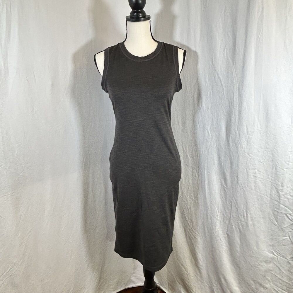 Prana Becksa Tank Dress Mink Grey Ribbed Stretch UPF 50 Athletic Bodycon Small